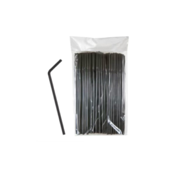 HCS BENDY STRAWS BLCK 100's