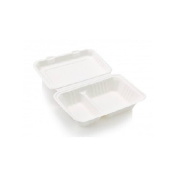 SUGAR CANE LUNCH BOX WHITE (1LT 2DIV) 50