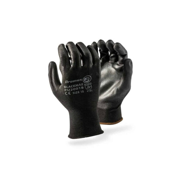 GLOVES BLACK MAX PU COATED XL 10