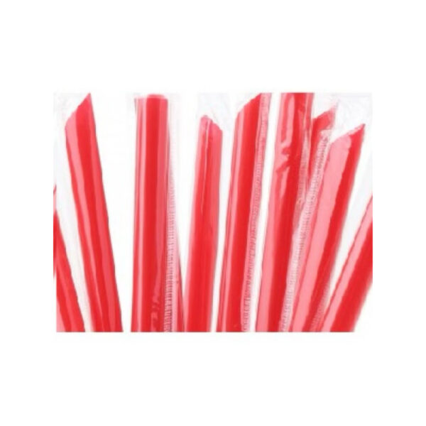 STRAWS THICK 12mm SMOOTHIE RED WRAPPED 100