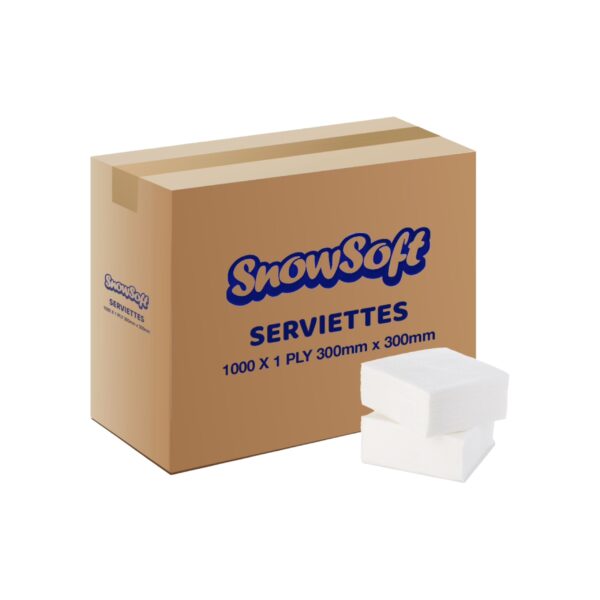 SERVIETTES 1PLY WHITE 300mmx300mm 1000